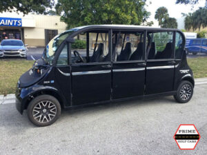 Polaris Gem 6 Passenger Black Golf Cart Rental With Doors affordable golf cart rental, golf cart rental fort myers, golf cart gallery