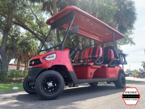 Red Bintelli Nemesis 6 Passenger Golf Cart affordable golf cart rental, golf cart rental fort myers, golf cart gallery