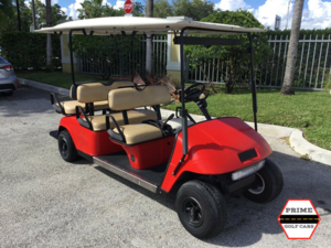 Red EZGO 6 Passenger Golf Cart affordable golf cart rental, golf cart rental fort myers, golf cart gallery