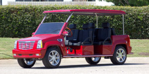 Red Escalade Limo Golf Cart affordable golf cart rental, golf cart rental fort myers, golf cart gallery
