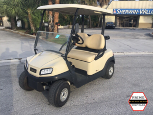 Tan Club Car 2 Passenger Golf Cart affordable golf cart rental, golf cart rental fort myers, golf cart gallery