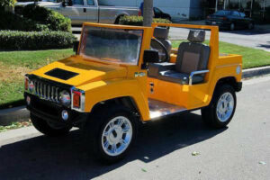 Yellow Hummer LSV Golf Cart affordable golf cart rental, golf cart rental fort myers, golf cart gallery